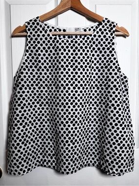 AMICI Made in Italy 100% Cotton Polka Dot Sleeveless Tank Top Medium Coastal